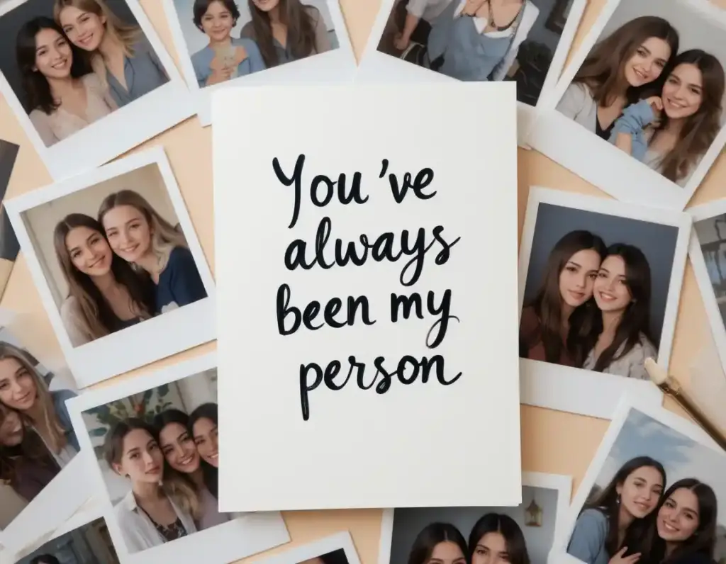 A birthday card for a sister with old photos and a message that says “You’ve always been my person.”

