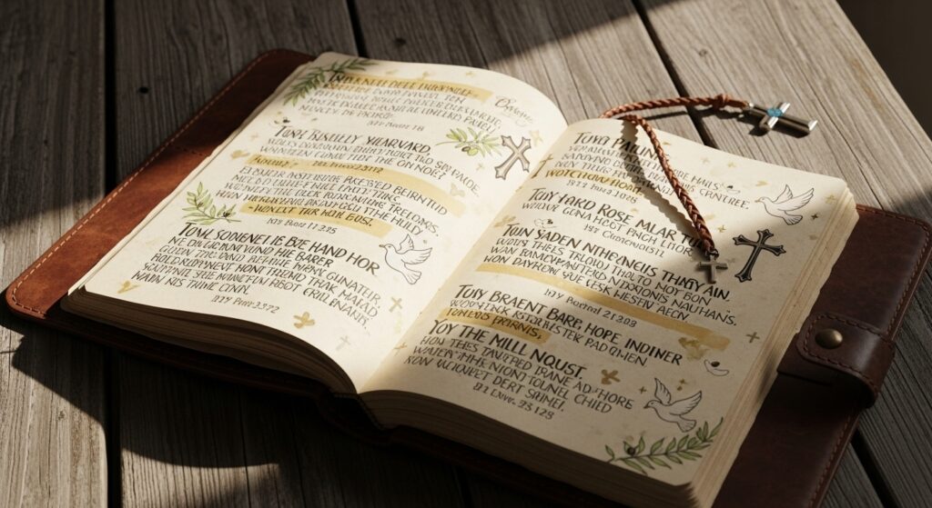 "Birthday bible verses written in journal"