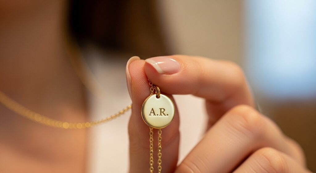 Personalized gold necklace gift for her.